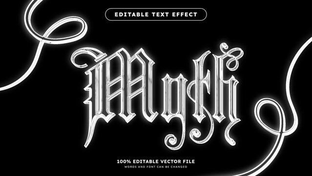 Silver gothic and polished metal text effect vector template