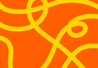 Fondo abstracto con líneas curvas de color amarillo que se entrelazan sobre una base naranja vibrante