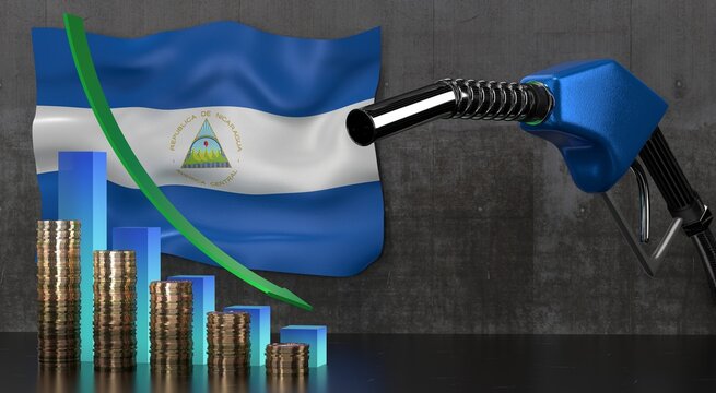 Nicaragua - dropping fuel prices concept - 3D illustration