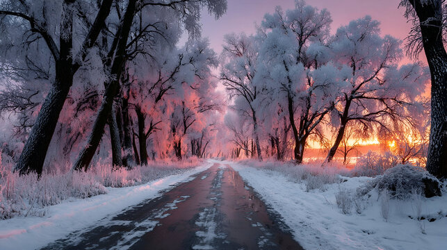 sunset in the forest