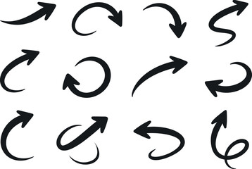 Fototapeta premium Simple curved arrows navigation direction line icons
