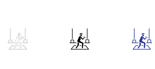 Fototapeta premium Industrial Worker Icon Set, Factory Manufacturing and Craftsman Vector Illustration, Manual Labor Technical Line Art and Silhouette Graphics for Production, Engineering and Workshop Concepts