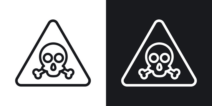 Toxic sign set in black and white stroke lines
