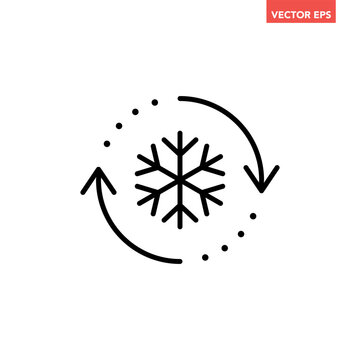 Black freezer control line icon, auto cooling or defrost, conditioning car or house flat design vector pictogram vector for app web website button ui ux interface elements isolated on white background