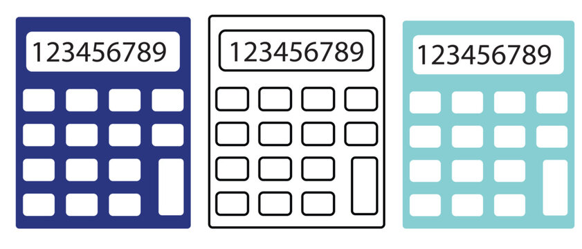 Calculator icon vector. Accounting calculator sign and symbol. Electronic calculator icon set showing calculation device mathematics accounting outline silhouette flat styles vector.