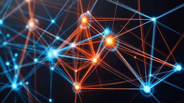 Abstract network of glowing nodes and lines
