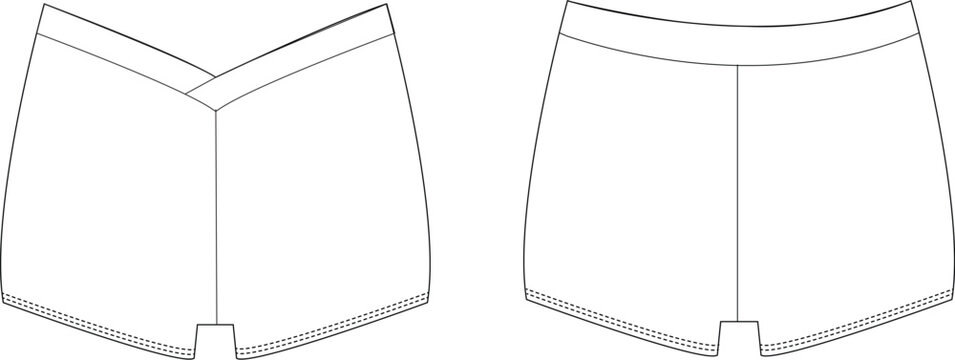 V-front hotpants technical drawing