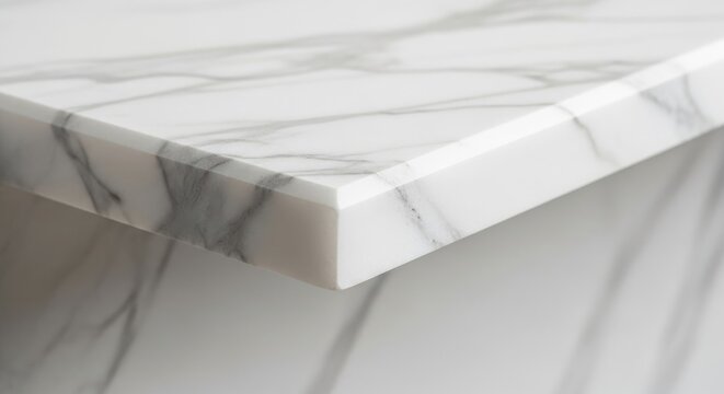 Elegant White Marble Countertop with Subtle Veining.