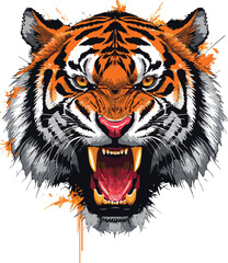 Fototapeta premium Head of tiger illustration for souvenir items and tiger head vector