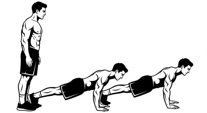 Man doing push ups exercise routine.