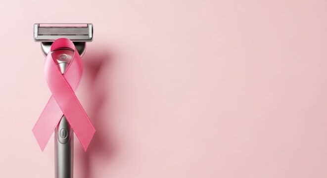 A pink razor with a pink handle on a pink background