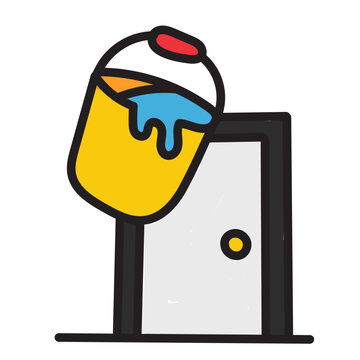 April Fools Day Water Splash Prank Icon Bucket Trap Joke Cartoon Vector Illustration for Funny Surprise Situation Theme