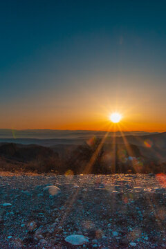 sunset over the mountains