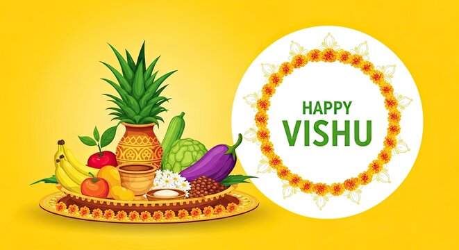Vishu celebration with traditional kerala vishu sadya and happy vishu wishes