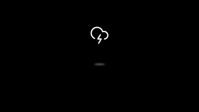 A motion graphics animation of a stormy weather icon on a dark background