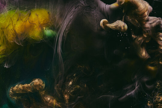 Luxurious abstract dark background. Explosive colors wallpaper, outer space pattern. Dynamic paint backdrop.