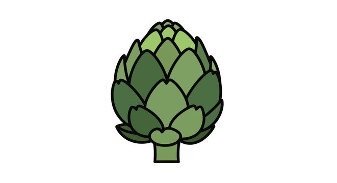 Vibrant digital illustration of an artichoke showcasing layered green petals This clean graphic is perfect for healthy food concepts botanical