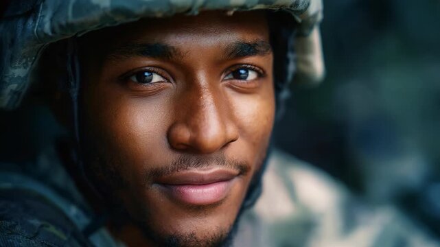 Portrait of a United Military Soldier Exuding Courage and Determination, Captured in Two Frame Shots, Highlighting His Commitment and Resilience in Service
