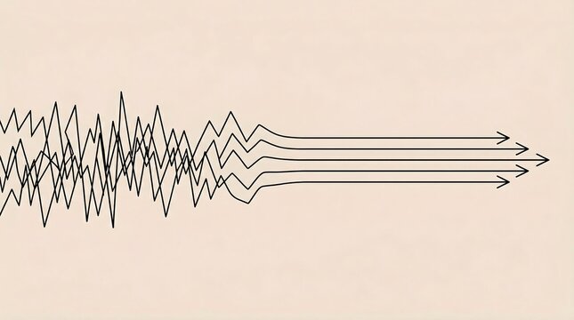 Erratic Noise Calming into Smooth Parallel Arrows Metaphor