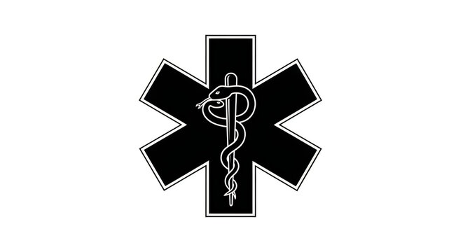 the iconic star of life emblem featuring a central rod of asclepius symbolizing medical aid and emergency healthcare services globally recognized illustration