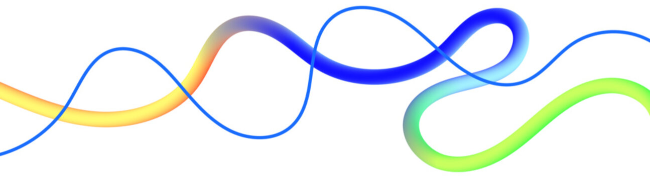 Abstract Gradient Line Shapes Background with Wave Color Lines Pattern. 3D Curve Rainbow Ribbon Vector Graphic with Smooth Modern Flow Style.