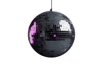 Fototapeta premium Disco ball hanging, reflecting bright pink light, symbolizing party, celebration, music, and nightlife fun