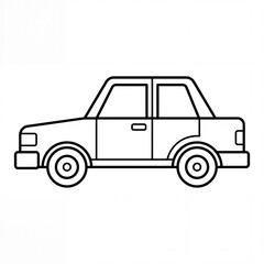Fototapeta premium Car Coloring Page Line Art for Kids on White Background