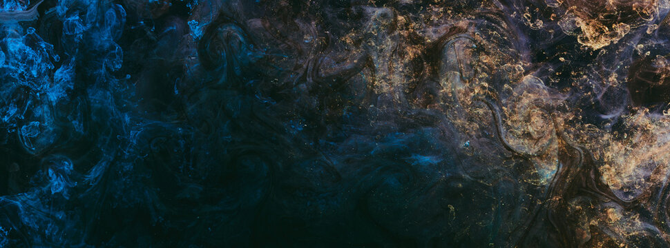 Luxurious abstract dark background. Explosive colors wallpaper, outer space pattern. Dynamic paint backdrop.