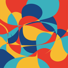 Fototapeta premium A vibrant abstract composition with overlapping organic shapes, using vivid primary colors