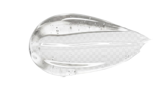 A large smear or drop of a transparent gel, serum On an empty transparent background