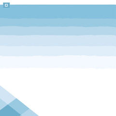 Fototapeta premium Abstract blue gradient background with horizontal stripes and geometric corner elements.