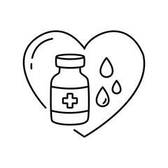 Fototapeta premium Vaccine Heart Icon Outline