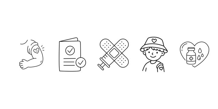 Vaccination Doodle Icon Set
