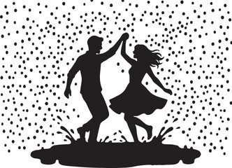 Fototapeta premium Romantic Couple Silhouette Collection, Love and Wedding Vector Art, Valentine's Day Black Graphics, Engagement and Marriage Logo Design Elements