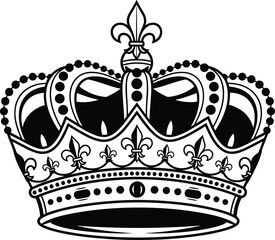 Royal crown illustration, ornate fleur-de-lis decorative artwork, monarchy and nobility vector design, luxury authority symbol, flat vector illustration © MdMehedi