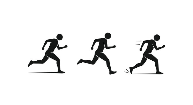 Three figures running in sequence captured as a dynamic silhouette