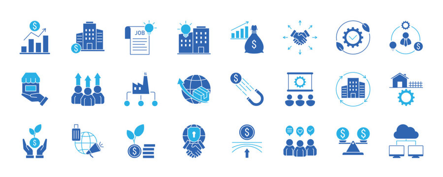 Economic Development icon. Economic Development, Infrastructure Investment, Job Creation, Innovation Hub, Economic Stimulus, Trade Expansion, Sustainable Development and Entrepreneurship Ecosystem