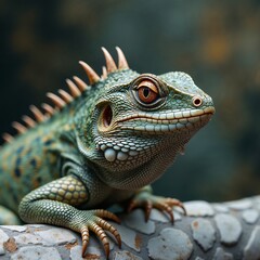 Fototapeta premium Pictured is a Chinese water dragon (Physignathus cocincinus), also known as the Asian water dragon