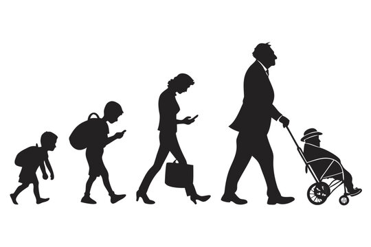 Evolution of man with technology with life cycle
