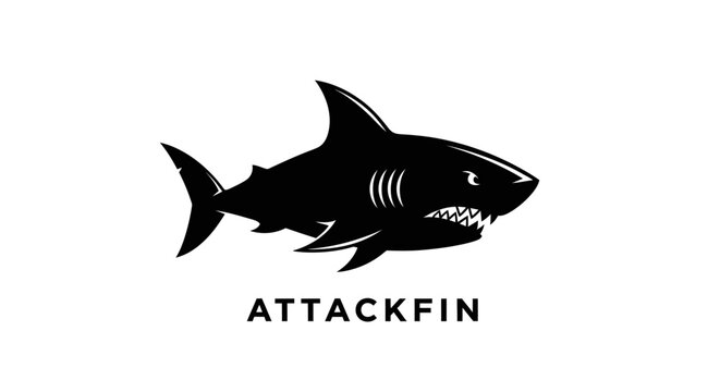 Black shark logo with fins.