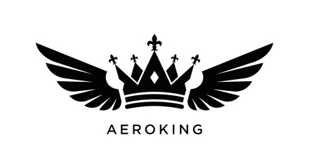 Black crown with wings logo symbol. © Story