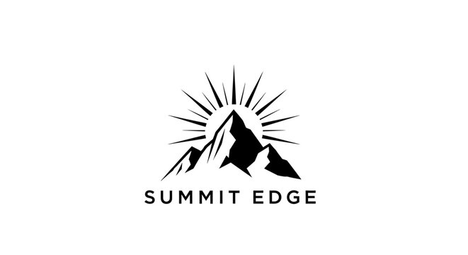 Black mountain logo with sun.