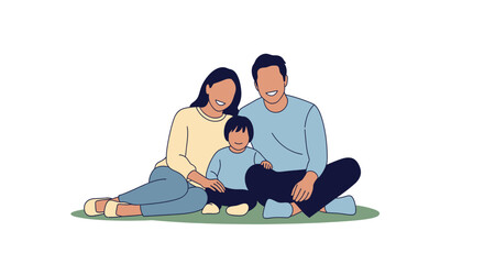 Fototapeta premium Family sitting together on floor.