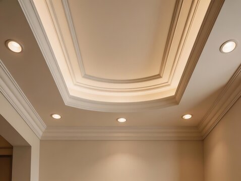 Interior Ceiling with Recessed Lighting and Molding
