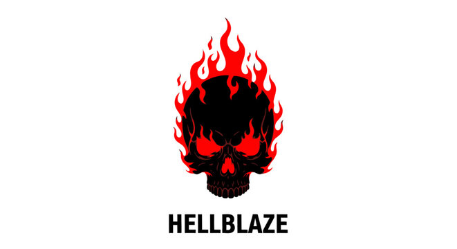 Flaming Skull Hell Blaze Symbol.