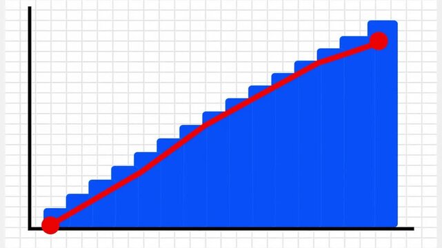 Dashboard infographic animation with flat blue bar and red line graph.