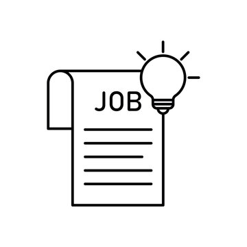 icon a job creation with light bulb idea on a recruitment document, isolated against a clean background.