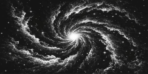 Abstract an exquisite display of celestial beauty, showcasing a spiral galaxy with swirling clouds and radiant stars. It is an exploration of the cosmos, where art meets science in a harmonious dance. © DreamLoom