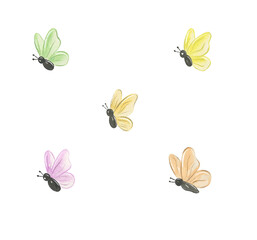 Obraz premium Set of Pastel Watercolor Butterflies