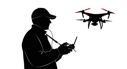 Fototapeta na wymiar Man Operating a Drone Remotely Outdoors.